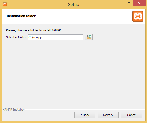 choose a folder to install XAMPP