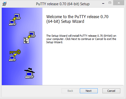 install putty welcome page