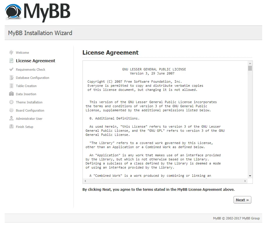 mybb license agreement
