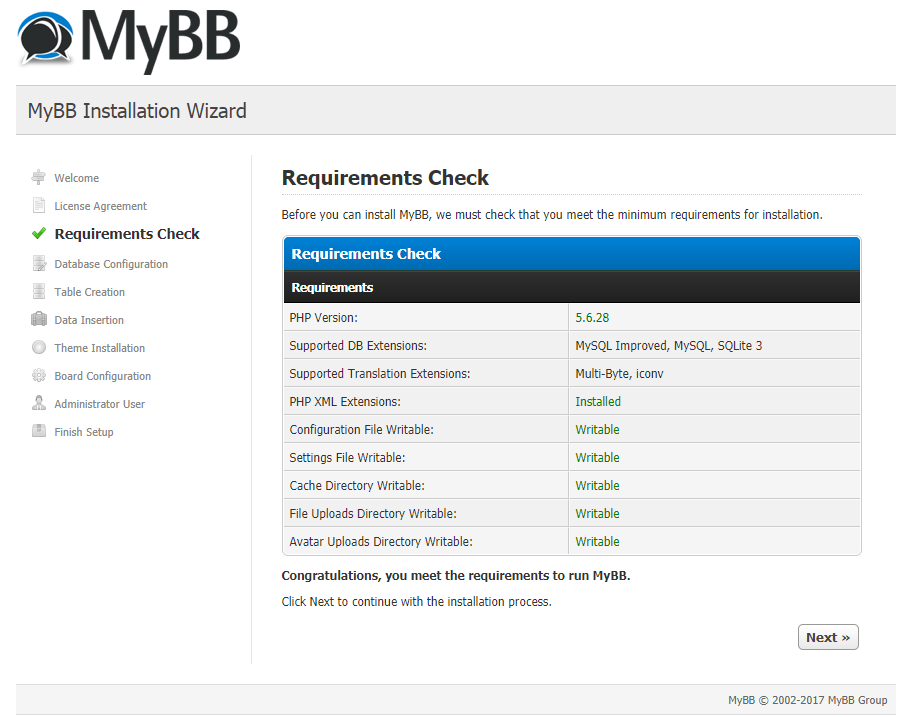 mybb requirements check