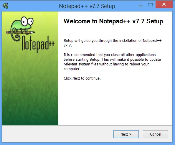 Notepad++ setup welcome page