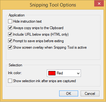 windows snipping tool options