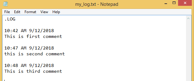file with multiple log entry