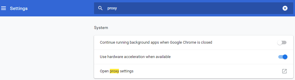 search chrome proxy settings