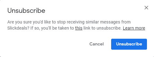 click email unsubscribe button