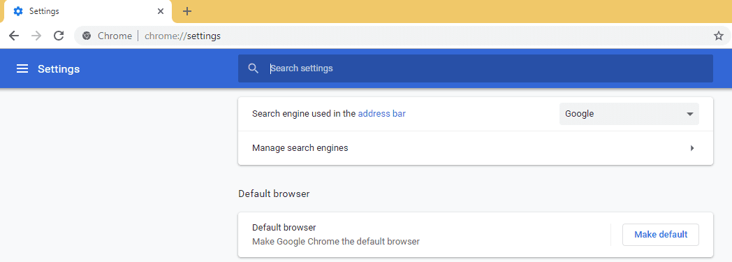 make chrome default browser from settings