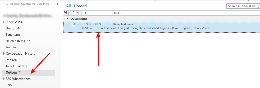 outlook outbox message