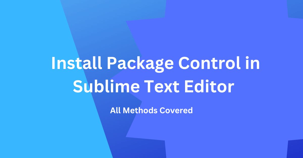 install package control in sublime text editor