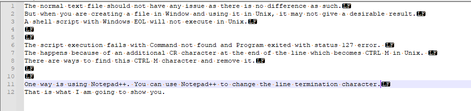 LF is line termination character in Unix