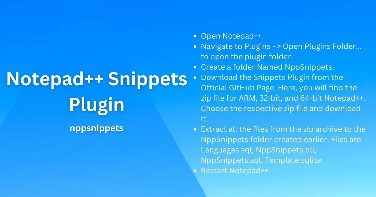 Notepad++ Snippets Plugin nppsnippets